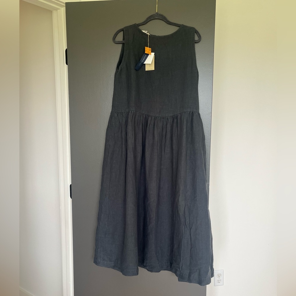 NWT Ichi Antiquités Azumadaki Sleeve Less Dress in Charcoal